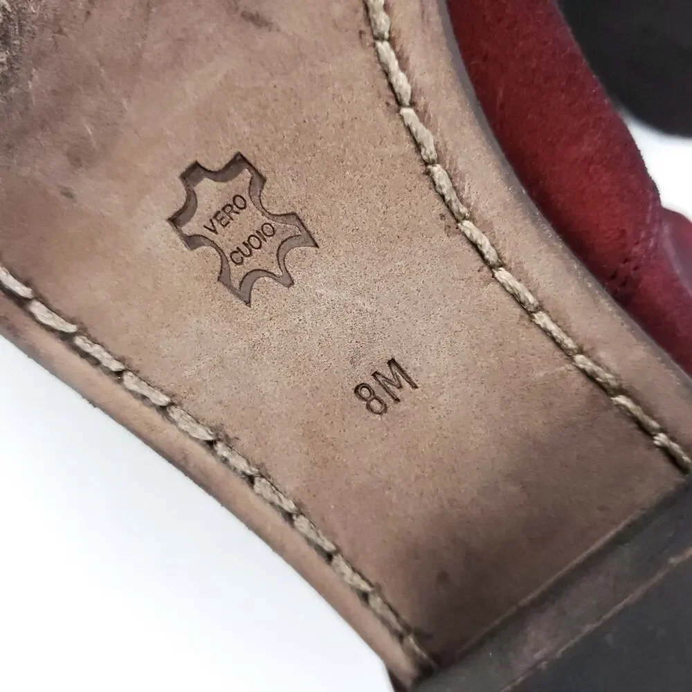 Donald J. Pliner Suede Boots Booties Red 8M Burgundy Maroon Western Couture
